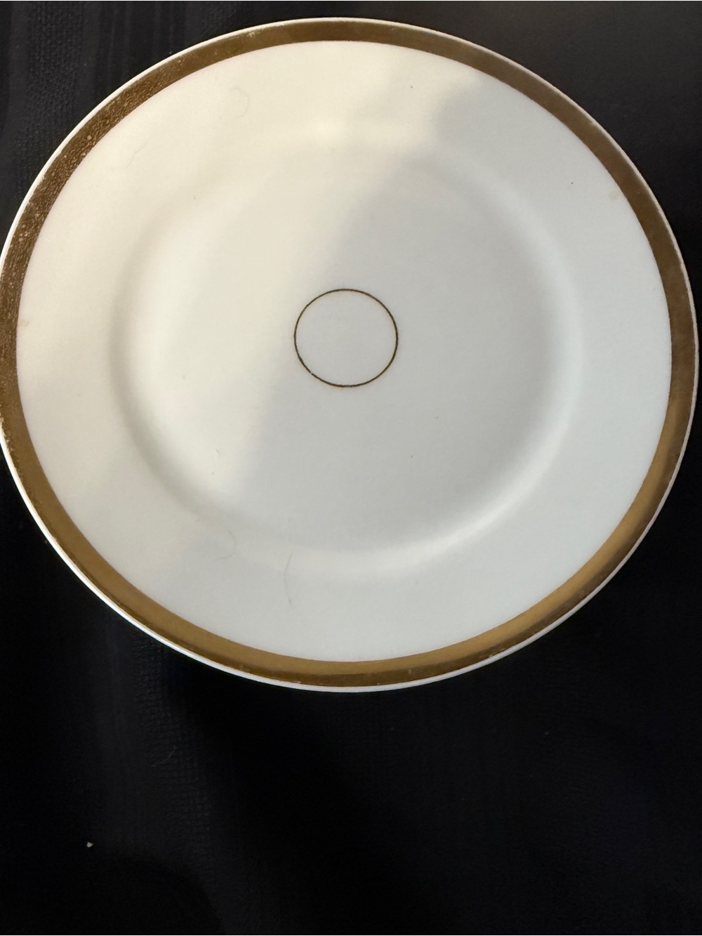 White and Gold vintage wedding Ring China plate set of 7 “ . Unmarked